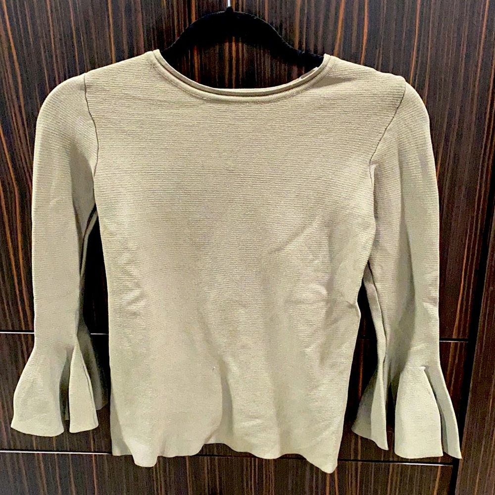 Olivaceous - Olive blouse with flare sleeve